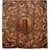 Western Gereed Leather Print Aangepast Initiaal Douchegordijn (Voorkant)