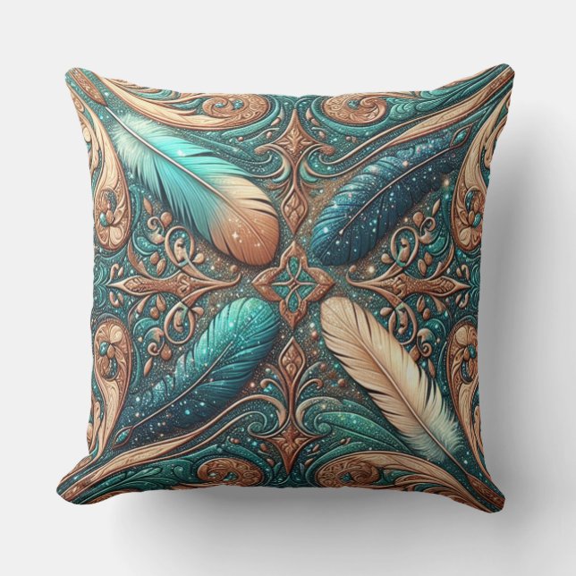 Western Gereed Leather Print Zuidwest Stijl Kussen (Voorkant)