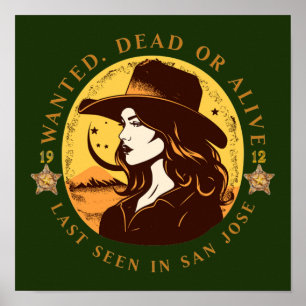 Western Gezocht Cowgirl Poster