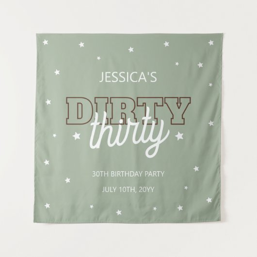 Western Green Dirty Thirty 30th Birthday Backdrop Wandkleed (Voorkant)