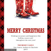 Western greeting card with wagon wheel plaid feestdagenkaart