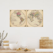 Western halfrond en oostelijk halfrond poster (Keuken)