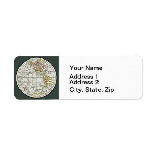 Western halfrond kaart Wereldbol reizen Etiket
