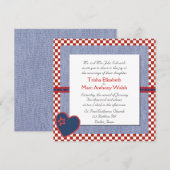 Western Heart and Checks Faire-part de mariage (Devant / Derrière)