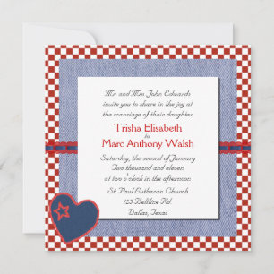 Western Heart and Checks Faire-part de mariage