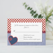 Western Heart and Checks Wedding Carte RSVP (Debout devant)