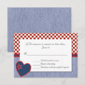 Western Heart and Checks Wedding Carte RSVP (Devant / Derrière)