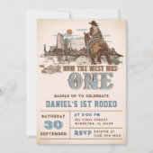 Western hoe het westen één 1e verjaardagsfeestje w kaart (Voorkant)