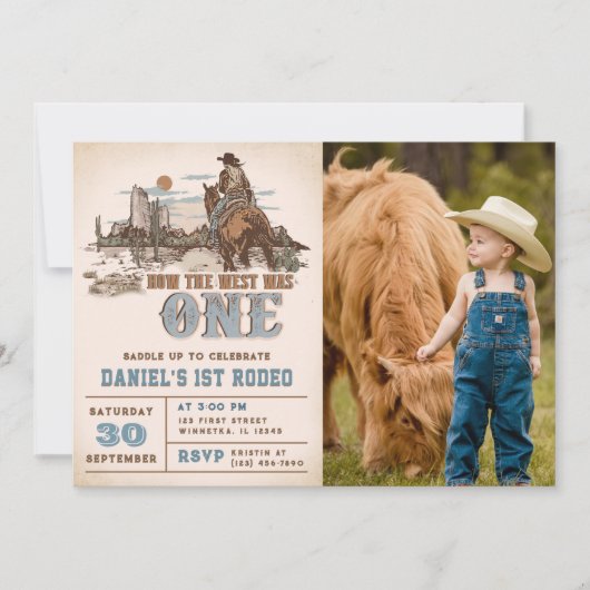Western hoe het westen een 1e verjaardagsfoto was kaart (Voorkant)