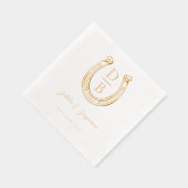 Western Hoefijzer Aangepaste Naam & Monogram Huwel Folie Servetten (Rechts)