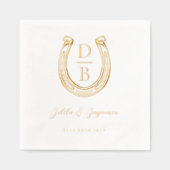 Western Hoefijzer Aangepaste Naam & Monogram Huwel Folie Servetten (Voorkant)