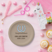 Western Hoefijzer bruiloft gepersonaliseerd papier Papieren Bordje (Feest)