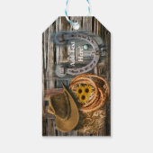 Western Hoefijzer Cowboy Pet Lasso Cadeaulabel (Achterkant)