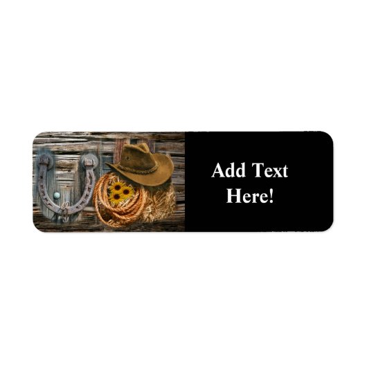 Western Hoefijzer Cowboy Pet Lasso Label (Voorkant)