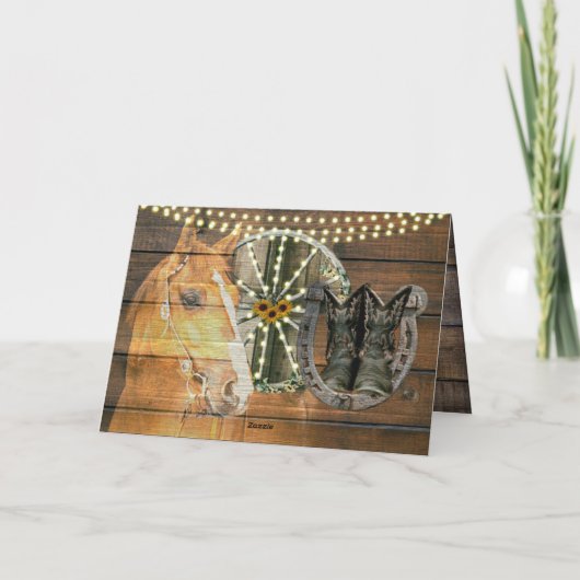 Western Hoefijzer zwoegwiel Cowboy Boots Kaart (Achterkant)