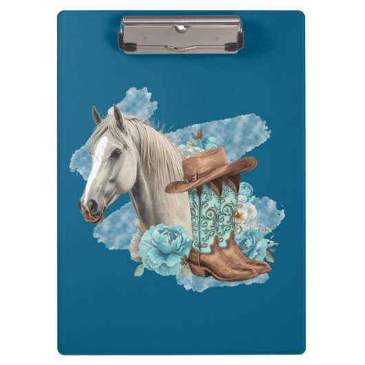 Western Horse Clipboard- Navy Klembord (Voorkant)