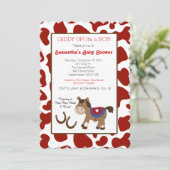 Western Horse Cow Print Die Cut Invitation (Debout devant)