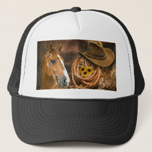 Western Horse Cowboy Casquette Lasso Sunflowers