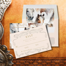 Western Horse Lovers Pink Wedding Carte RSVP