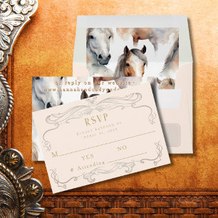 Western Horse Lovers Pink Wedding Carte RSVP