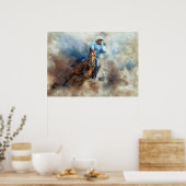 Western Horse Rodeo Cowboy Art Wall Poster (Cuisine)