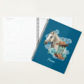 Western Horse Spiral Planner- Navy (Devant avec enveloppe)