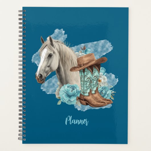 Western Horse Spiral Planner- Navy Planner (Voorkant)