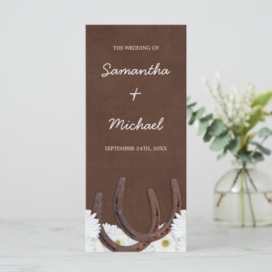 Western Horseshoes et Daisies Programme de mariage (Debout devant)