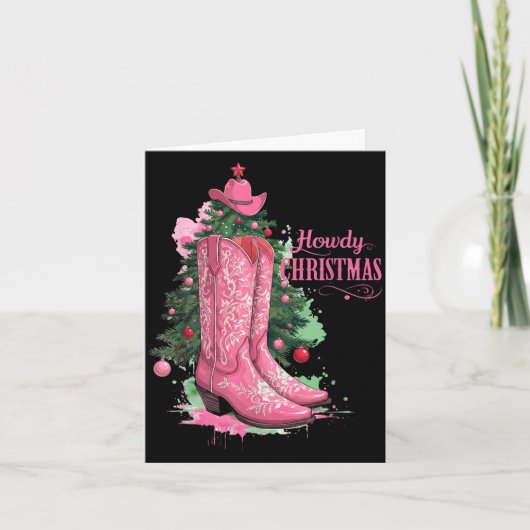 Western , Howdy Christmas And Tree, Nk Cowboy Boot Kaart (Voorkant)