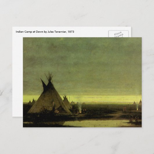 Western, Indiaas kamp in Dawn door Tavernier Briefkaart (Voorkant / Achterkant)