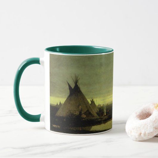 Western, Indiaas kamp in Dawn door Tavernier Mok (Met donut)