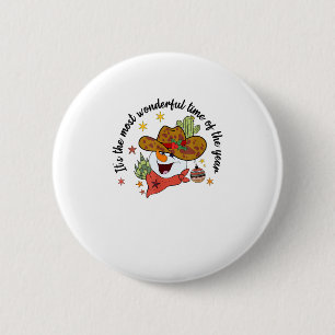 Western is de mooiste tijd cowboy sneeuwman ronde button 5,7 cm