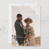 Western kant Hoefijzer hart script bruiloft foto Bedankkaart (Voorkant)