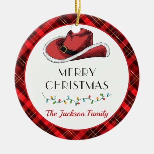 Western Kerst Pet Party Keramisch Ornament (Voorkant)