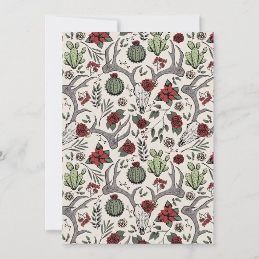 Western kerstdiner rendiergewei & cactus kaart (Achterkant)