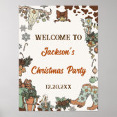 Western kerstfeest welkomstbord poster (Voorkant)