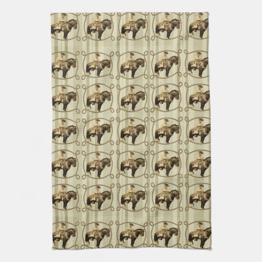 Western Kitchen Serviette Vintage Cowboy (Vertical)