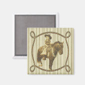 Western klein meisje op paard magneet (Voorkant / Achterkant)