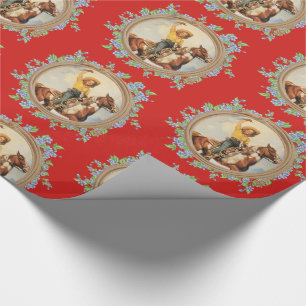 Western koeestpaard met hellende bloemen Cadeaupapier