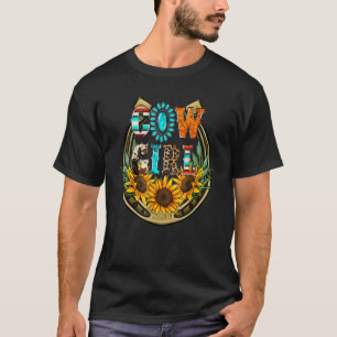 Western Koeienhuid zonnebloemen Serape Horsesho T-shirt
