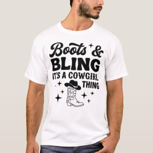 Western Laarzen En Bling Cowgirl T-Shirt
