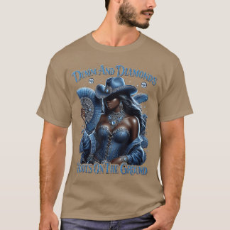 Western Laarzen Onhe Ground Denim and Diamonds Cow T-shirt