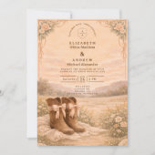 Western Lace Cowboy Boots Wedding Kaart (Voorkant)