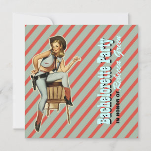western land bachelorette : retro cowgirl kaart