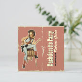 western land bachelorette : retro cowgirl kaart (Staand voorkant)