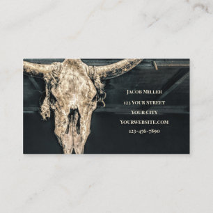Western land Beige Gray Rustic Bull Cow Skull Visitekaartje