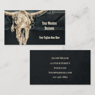 Western land Beige Gray Rustic Bull Cow Skull Visitekaartje
