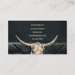 Western land Beige Gray Rustic Bull Cow Skull Visitekaartje