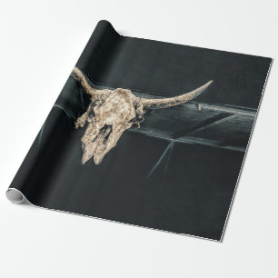 Western land Beige Gray Rustic Bull Koe Cadeaupapier