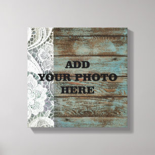 western land blauw schuur hout kant bruiloft canvas afdruk